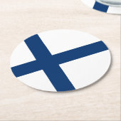 フィンランド国旗 ラウンドペーパーコースター (アングル)