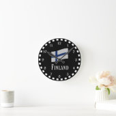 フィンランド国旗 ラウンド壁時計 (ホーム)