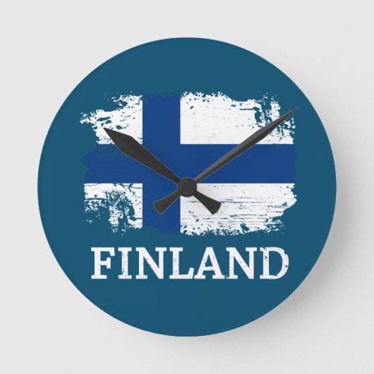 フィンランド国旗 ラウンド壁時計 (正面)