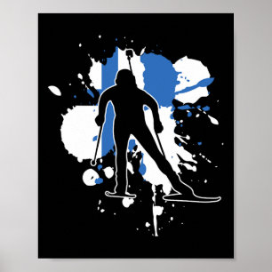 フィンランド国旗Biathlonist – フィンランド語バイアスロン ポスター