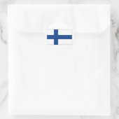 フィンランド国旗Blue Nordic Cross on White Sticker ラウンドシール (バッグ)