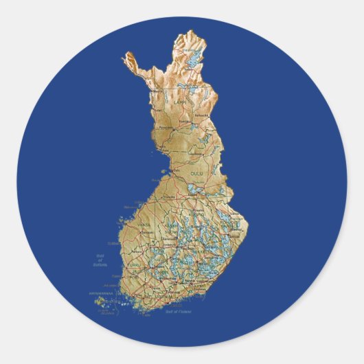 フィンランド地図ステッカー ラウンドシール (正面)