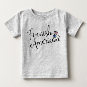 フィンランド系アメリカ人の巻き込まれたハート ベビーTシャツ
