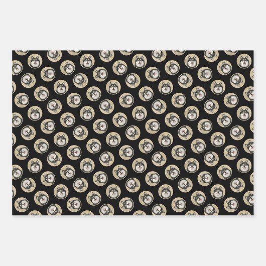 フィンランド絵を描ラプンドの黒犬とタン犬の芸術 ラッピングペーパーシート (正面3)