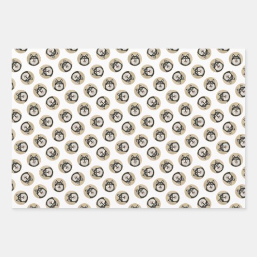 フィンランド絵を描ラプンドの黒犬とタン犬の芸術 ラッピングペーパーシート (正面2)