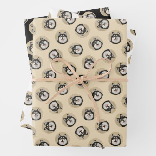 フィンランド絵を描ラプンドの黒犬とタン犬の芸術 ラッピングペーパーシート (インサイチュ)