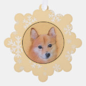 フィンランド絵画スピッツ – かわいいオリジナルドッグアート オーナメントカード (正面)