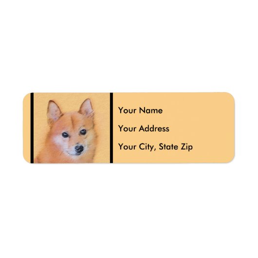 フィンランド絵画スピッツ – かわいいオリジナルドッグアート ラベル (正面)