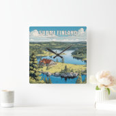 フィンランド自然イラストレーション スクエア壁時計 (ホーム)