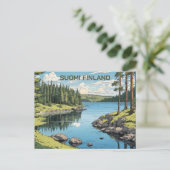 フィンランド自然イラストレーション ポストカード (スタンド正面)