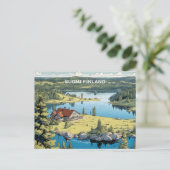 フィンランド自然イラストレーション ポストカード (スタンド正面)