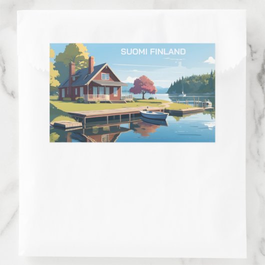 フィンランド自然イラストレーション 長方形シール (バッグ)