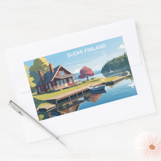 フィンランド自然イラストレーション 長方形シール (封筒)