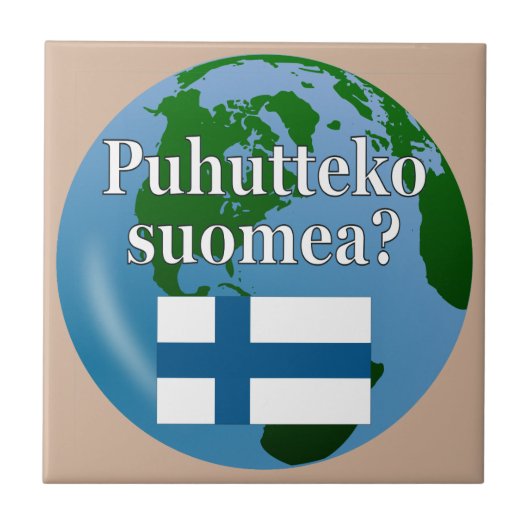 フィンランド話語ですか？フィンランド語で。国旗とグローブ タイル (正面)