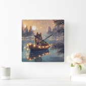 フィンランド語ラプントクリスマスフェスティバル航海 スクエア壁時計 (ホーム)