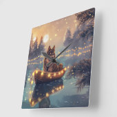 フィンランド語ラプントクリスマスフェスティバル航海 スクエア壁時計 (傾斜)