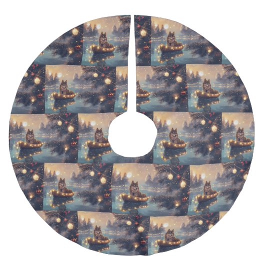 フィンランド語ラプントクリスマスフェスティバル航海 ブラッシュドポリエステルツリースカート (正面)