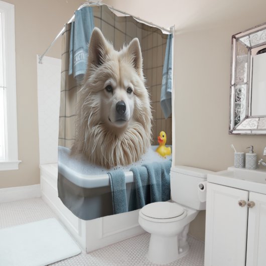 フィンランド語ラプントスロッピースリーピーおもしろいカワイイ シャワーカーテン (インサイチュ)