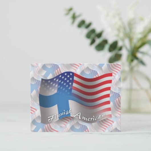 フィンランド・アメリカ合衆国国旗 ポストカード (スタンド正面)