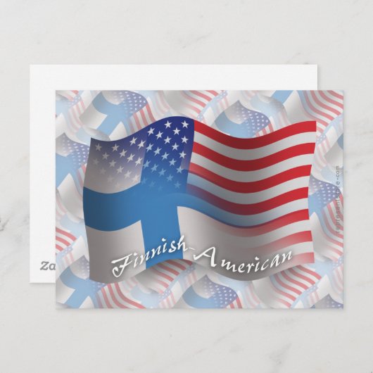 フィンランド・アメリカ合衆国国旗 ポストカード (正面/裏面)