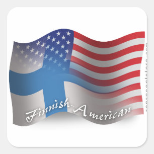 フィンランド・アメリカ国旗 スクエアシール