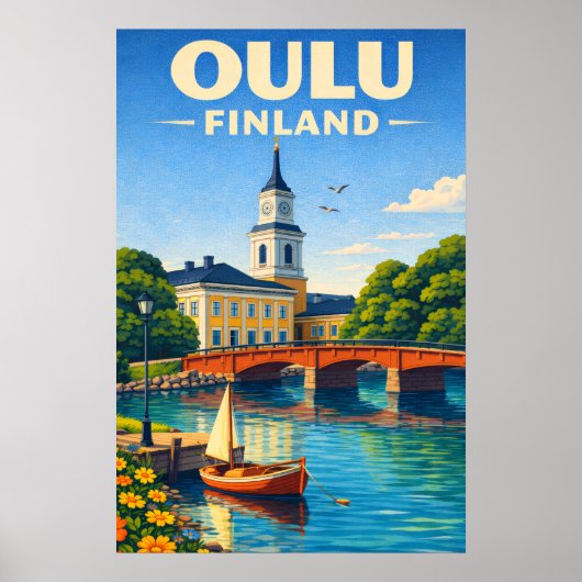フィンランド・オウル旅行ポスター ヴィンテージスタイル ポスター (正面)