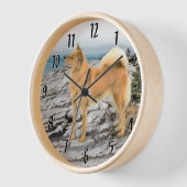フィンランド・スピッツの海岸の絵 - 犬の絵画 壁時計 (傾斜)