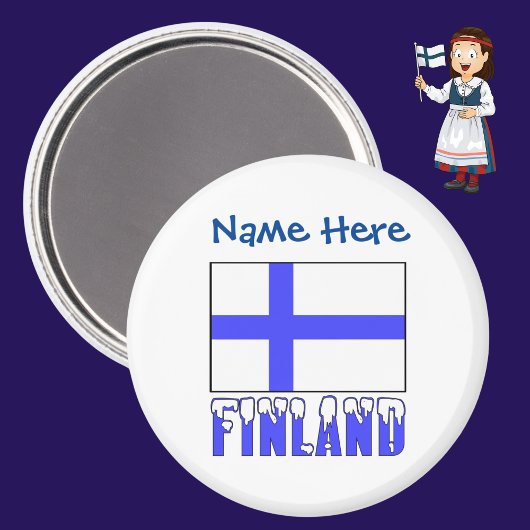 フィンランド フィンランド国旗 青 カスタマイズ マグネット