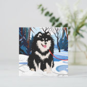 フィンランド・ラップランド・ハウンド ミニプリントカード 『川を渡って』 シーズンカード (スタンド正面)