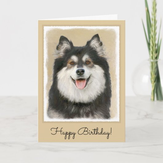 フィンランド·ラ絵画プフンドのかわいいオリジナルの犬アート カード (正面)