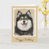 フィンランド·ラ絵画プフンドのかわいいオリジナルの犬アート カード (黄色い花)