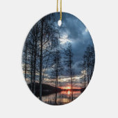 フィンランド，湖の風景 セラミックオーナメント (右)