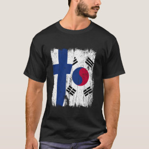 フィンランド 韓国 ハーフ フラッグ フィンランド人 韓国人 Tシャツ