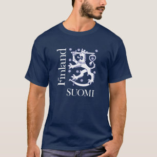 フィンランドSUOMIの白のライオン Tシャツ