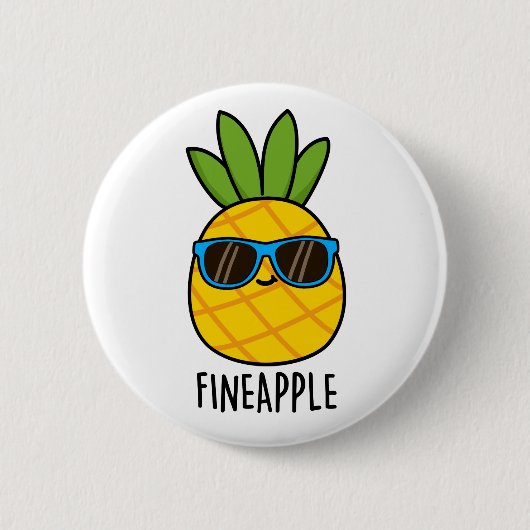 フィンリおもしろいーカッコいいルPineapple Pun 缶バッジ (正面)