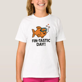 フィン・タスティック デイ オレンジ色の可愛い魚のデザイン Tシャツ