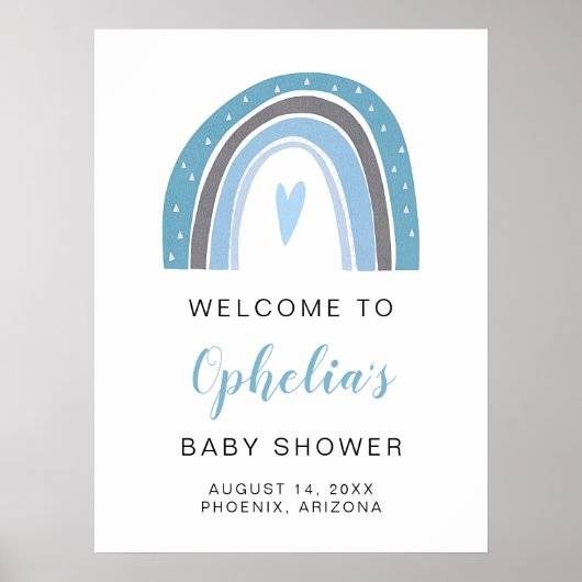 フィン |ダストブルーボーホレインボーハートボーイ誕生日 ポスター (正面)