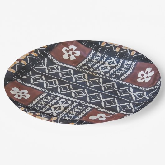 フィージーの樹皮布の布のプリントの紙皿 ペーパープレート (アングル)