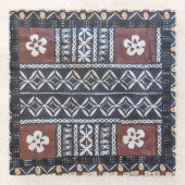 フィージーの樹皮布の布のプリントガラスのコースター ガラスコースター (正面)