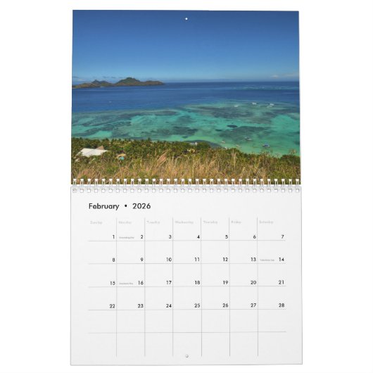 フィージー-ダイバーの楽園2018の壁掛けカレンダー カレンダー (2月 2026)