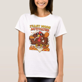 フィーストモード発動 - 笑えるサンクスギビングの七面鳥 Tシャツ