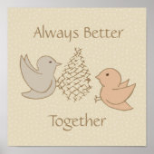 フィーダーで小さなベージュのバーディー – 一緒に良い。 ポスター (正面)