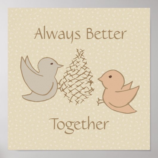 フィーダーで小さなベージュのバーディー – 一緒に良い。 ポスター (正面)