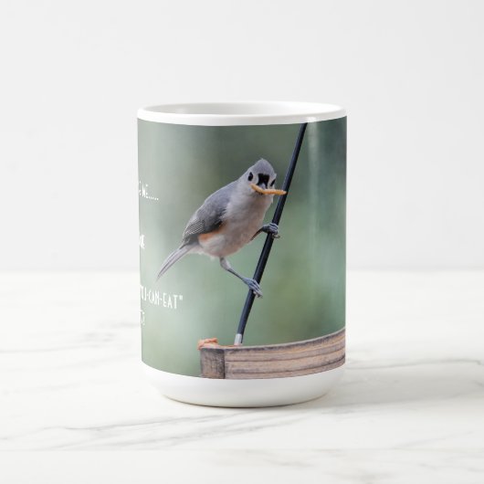 フィーダーに可愛いタフテッドタイトマウスおもしろい、 コーヒーマグカップ (中央)