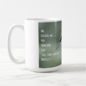 フィーダーに可愛いタフテッドタイトマウスおもしろい、 コーヒーマグカップ (左)