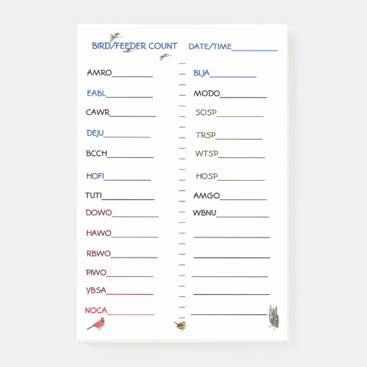 フィーダー時計事前印刷フィーダー鳥のポストイットノート ポストイット (正面)