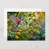 フィーダー素晴らしでのスパローとティット ポストカード (正面/裏面)