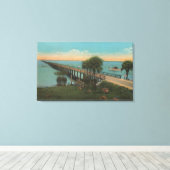 フィートフロリダ州マイヤーズ – View of Tamiami Trail Bridg キャンバスプリント (インサイチュ (ウッドフロア))