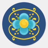 フィートポルテニョブエノスアイレスブルーと金ゴールドフローラ ラウンドシール (正面)