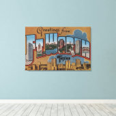 フィートワーステキサス州 – ラージ・レター・シーン キャンバスプリント (インサイチュ (ウッドフロア))